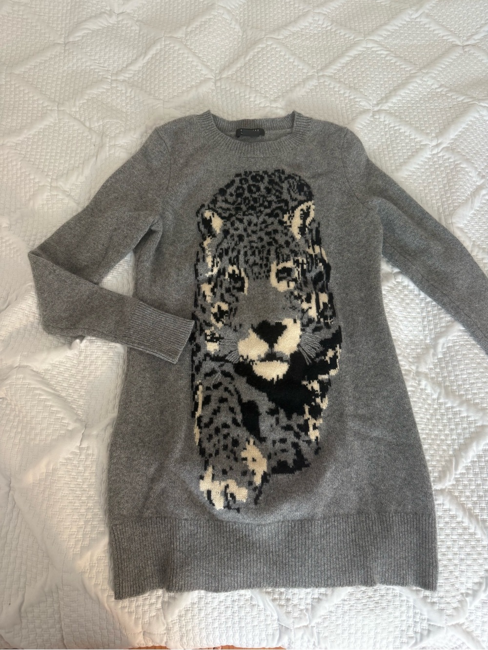 Bloomingdale's cashmere Gray Leopard Sweater dress